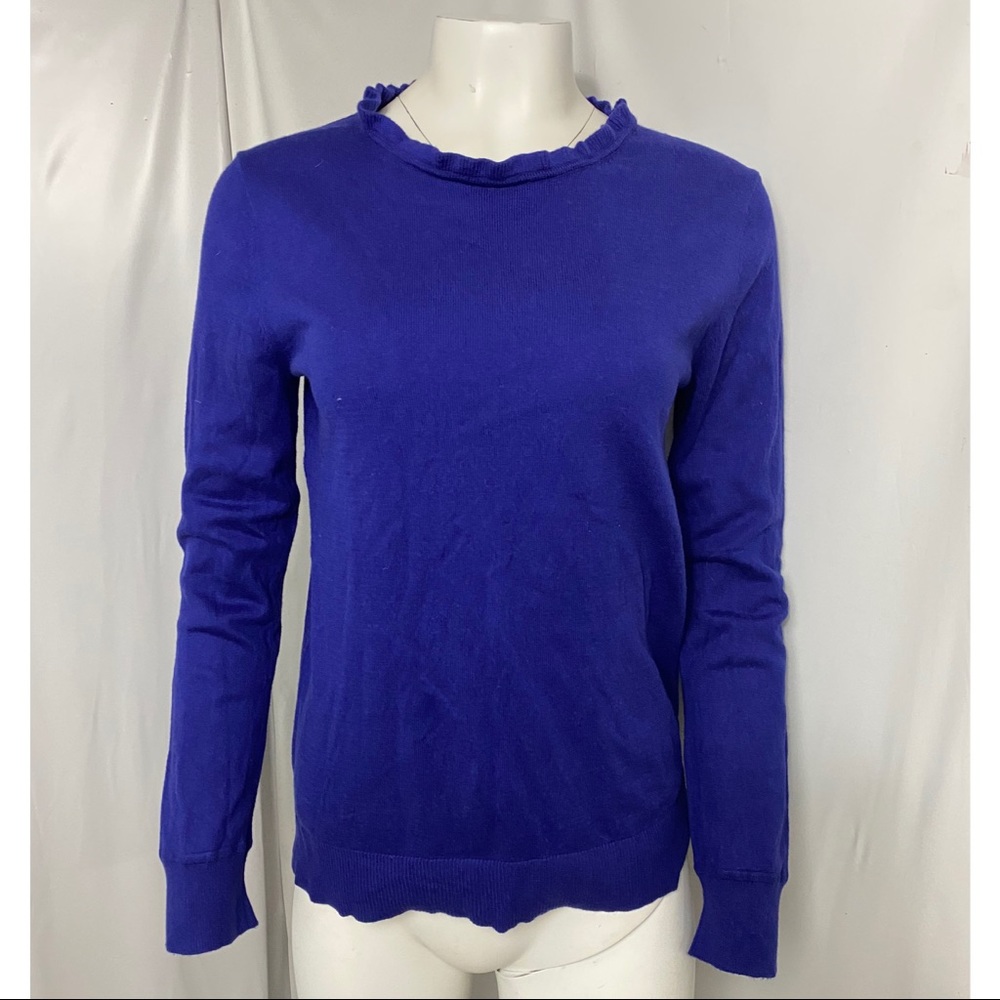 Banana Republic Blue Ruffle Neckline Sweater Sz M